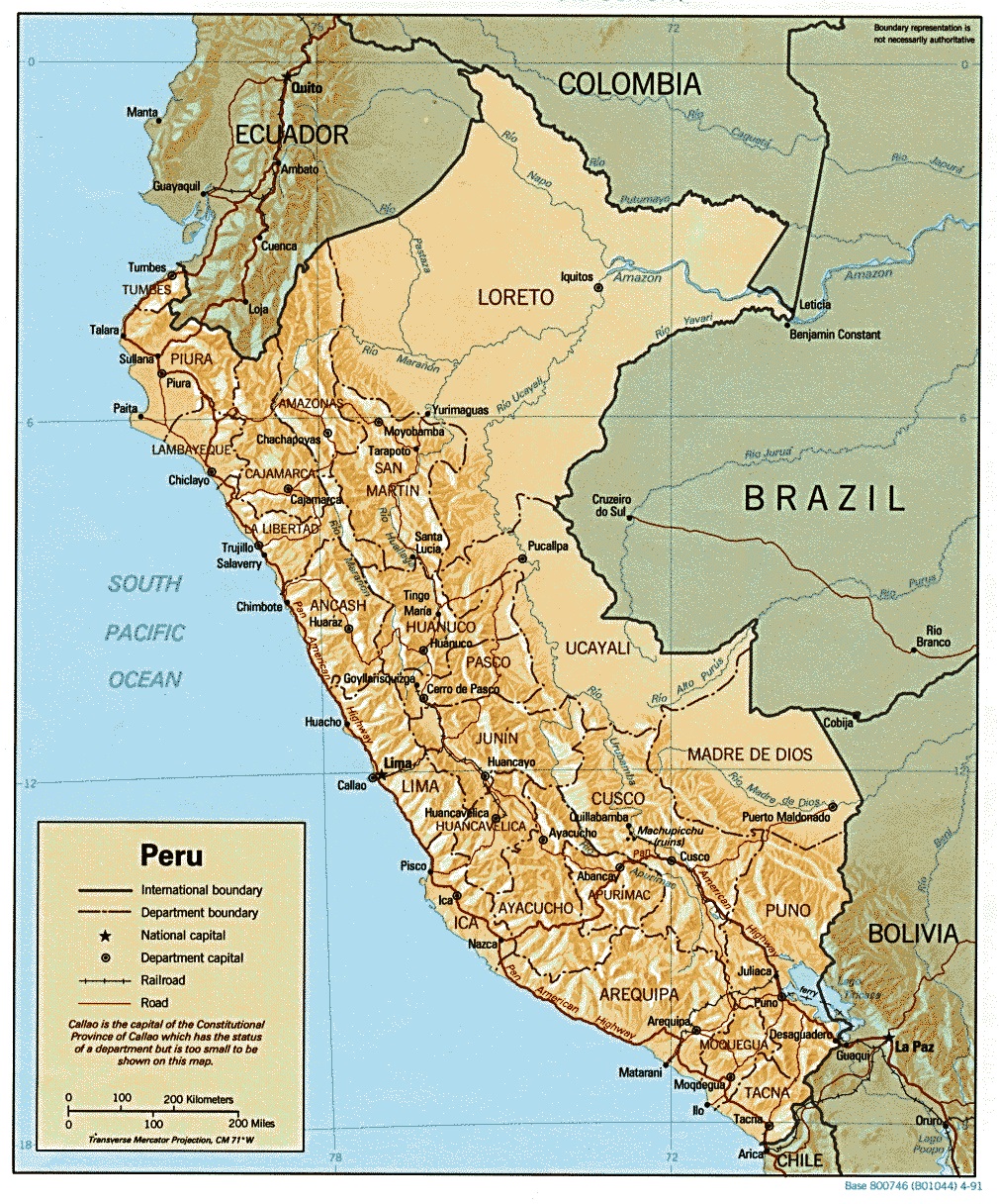 Mapa hornatého Peru.