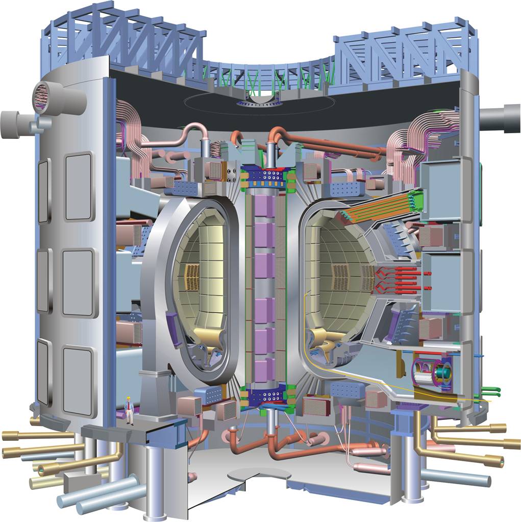 Schéma budoucího termojaderného zařízení ITER (zdroj ITER)