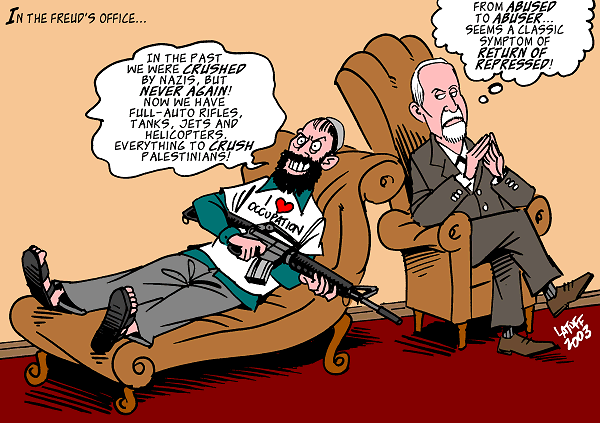 Freud má výklad, jde o návrat potlačeného obsahu. Kredit: Carlos Latuff via Wikimedia Commons.