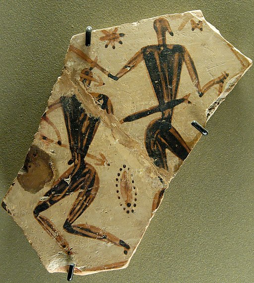 Bojová scéna na fragmentu z pohřebiště u Dipylon v Athénách, 750-725 před n. l. Louvre, A 522-560 1. Kredit: Marie-Lan Nguyen alias Jastrow, Wikimedia Commons. Public domain.