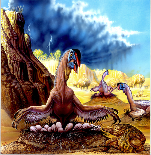 Hlavním cílem genetiků v Jurském parku bylo přivést zpět k životu neptačí druhohorní dinosaury. Cesta k úspěšnému vylíhnutí životaschopných dinosaurků z umělých vajec je ale velmi trnitá. Zde přirozenější (již brzký) příchod na svět v podání mongolsk