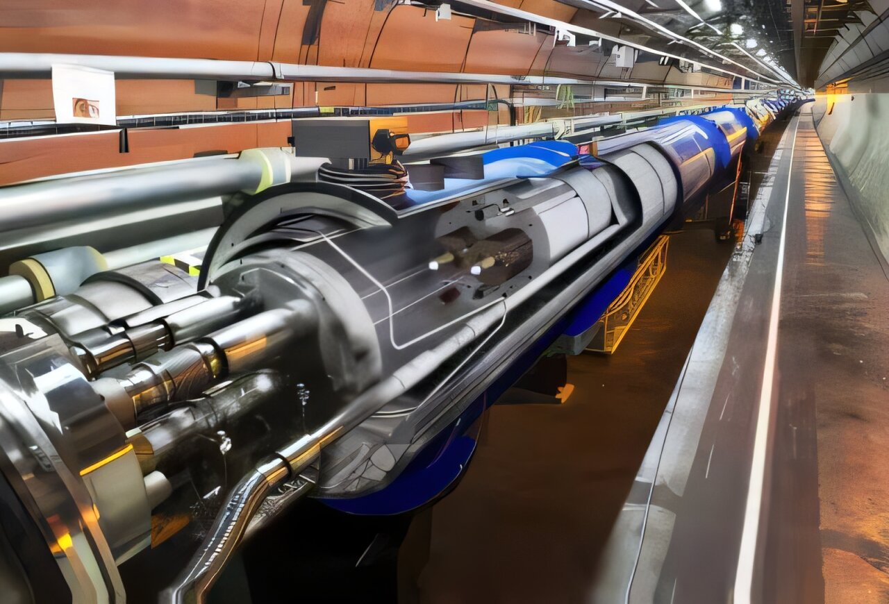Srážeč LHC v podzemním tunelu. Kredit:  2007–2026 CERN.