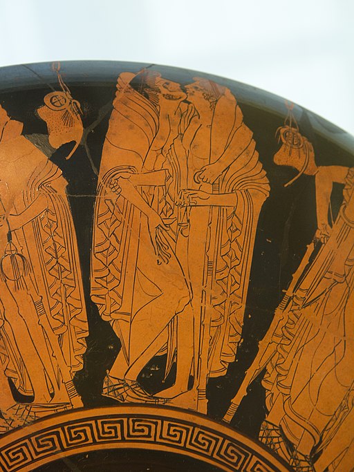 Pokročilejší dvoření, 500 př. n. l. Altes Museum Berlin. Kredit: Peithinos (via Zde), Wikimedia Commons.