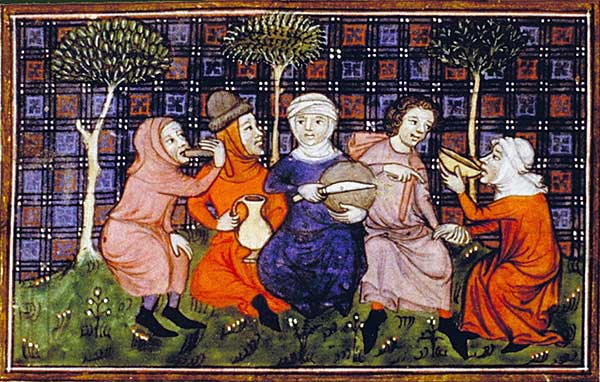 Ve 14 století musel rolníkům stačit chléb a něco k pití.  Kredit  (Biblioth?que nationale)