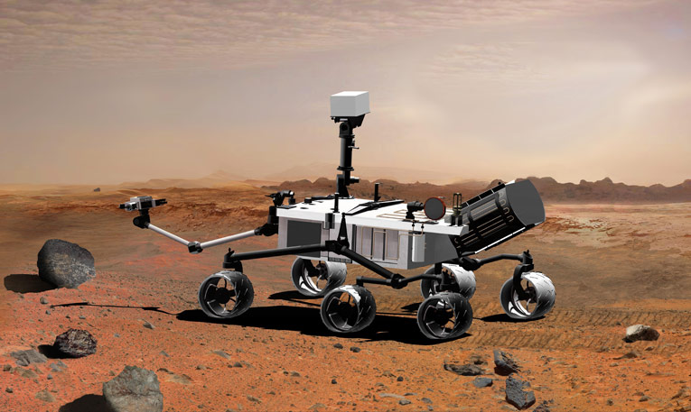 Pohyblivá laboratoř MSL na Marsu (zdroj NASA).