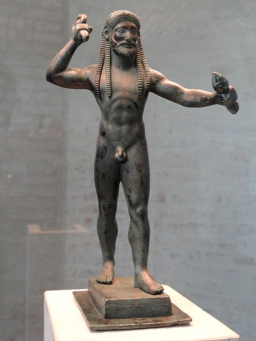 Zeus s bleskometem. Drobný bronz, rané(?) 6. století před n. l. Kredit: Wikimedia Commons.
