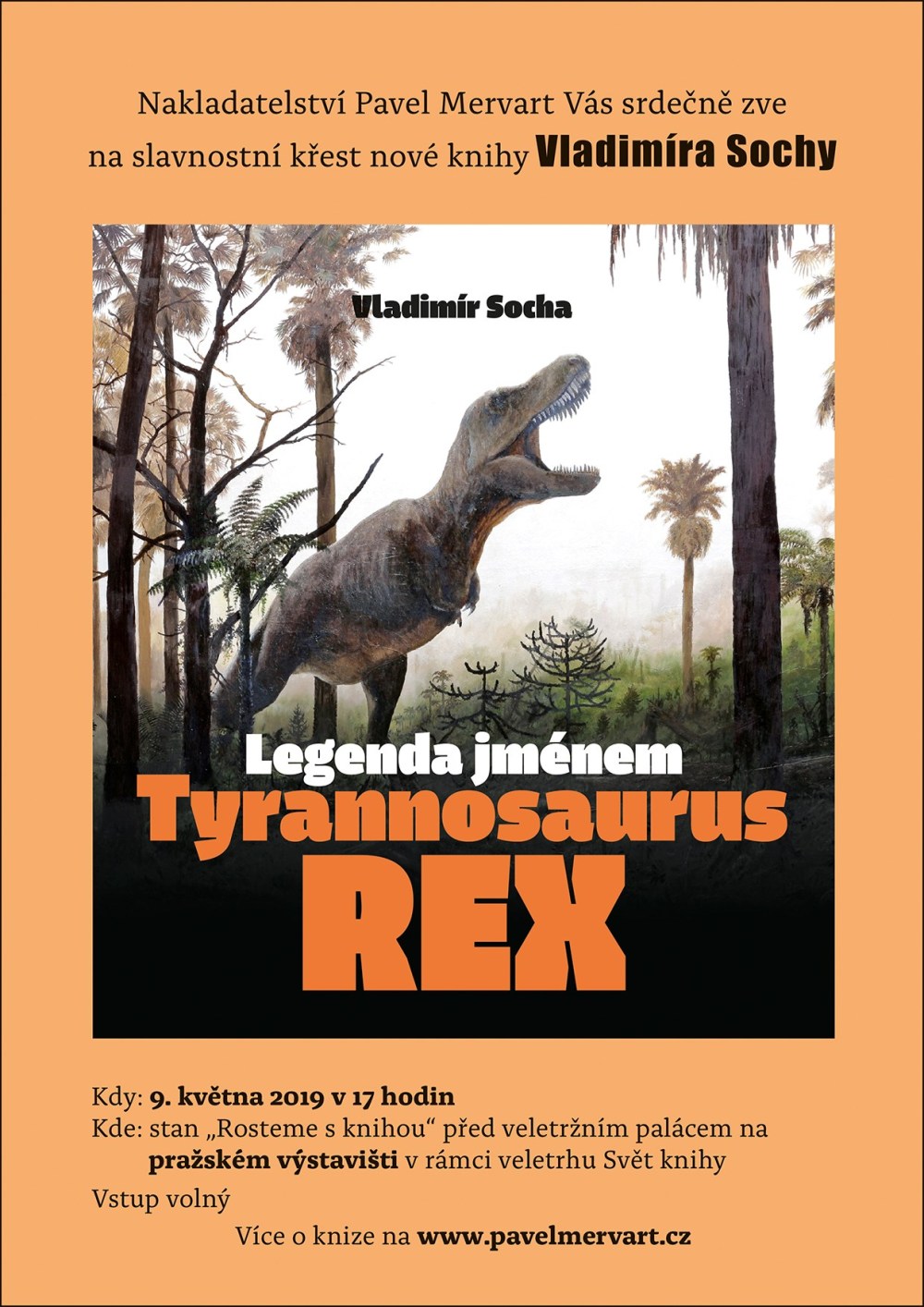 Autogramiáda knihy Legenda jménem Tyrannosaurus rex proběhne 9. května od 17 hodin v rámci veletrhu Svět knihy na pražském výstavišti a 13. května od 17 hodin na Hlavním nádraží v Pardubicích u knihkupectví Mozaika.