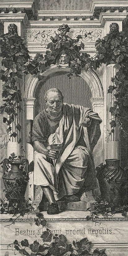 Quintus Horatius Flaccus - filosof, spisovatel a básník zlatého věku římské poezie. (65 - 8 př. n. l.).  (Kredit: Anton von Werner).
