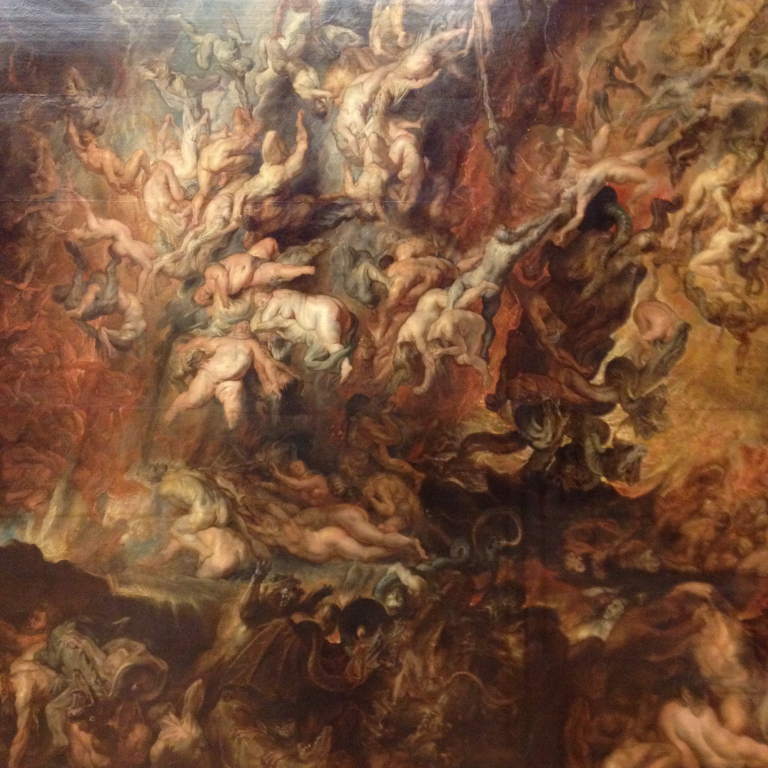 Pád do pekla v představě P.P. Rubense, Okolo r. 1620). Alte Pinakothek, Mnichov. Kredit: ARRAN Q HENDERSON.