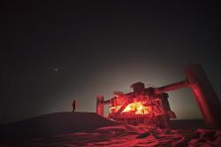 IceCube na jižním pólu. Kredit: Raffaela Busse, IceCube / NSF.