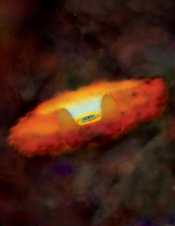 Supemasivní černá díra. Kredit: NASA / CXC / M.Weiss.