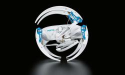 BionicWheelBot v modu koulení. Robot s patnácti motorky imitujícími pohyb pavoučích končetin.  Kredit: Kredit: festo