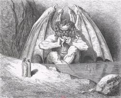 Danteho Satan nebo impaktor? Kredit: Gustav Doré (1861), Wikimedia Commons.