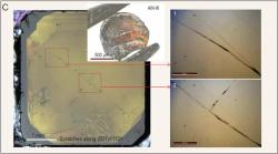 AM-III a škrábance na přírodním diamantu. Kredit: Zhang et al. (2021).