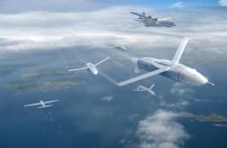 Pomohou hejna dronů odradit Čínu? Kredit: DARPA.