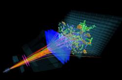 Kolize protonu s protonem na detektoru LHCb. Kredit: LHCB.