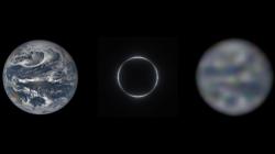 Příklad využití sluneční gravitační čočky. Vlevo reálná planeta, vpravo její rekonstrukce na základě dat z měření skrze solární gravitační čočku. Zdroj: https://cdn.mos.cms.futurecdn.net/