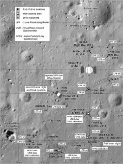 Celková dráha prvního Nefritového králíka (zdroj Chinese Academy of Sciences / Phil Stooke – Planetary Society)