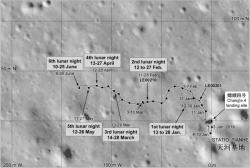 Dosavadní cesta Nefritového králíka 2 během prvních šesti měsíčních dní (zdroj CLEP/CNSA – Planetary Society).