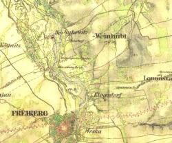 Hončova hůrka – Weinhübl na mapě z II. vojenského mapování z let 1836-1852 (Kredit: www.oldmaps.geolab.cz).