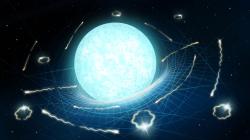 Vypařování neutronové hvězdy. Kredit: Daniëlle Futselaar/artsource.nl.