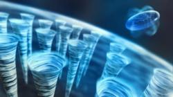 Kvantová tornáda v supratekutém heliu. Kredit: SLAC National Accelerator Laboratory.