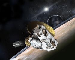 Sonda New Horizons nám v loňském roce začala odesílat první podrobné snímky vzdálené trpasličí planety Pluto. Ačkoliv letí rychlostí přes 16 km/s, cesta k ledovému světu podchlazenému na příjemných -230 °C mu i tak trvala téměř 10 pozemských let. Téměř celé desetiletí se řítila rychlostí, kterou by překonala například vzdálenost mezi Prahou a Brnem za pouhých 12 sekund. Kredit: Johns Hopkins University Applied Physics Laboratory/Southwest Research Institute