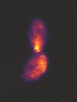 Nový snímek rádiových bublin galaxie Centaurus A. Kredit: Ben McKinley, ICRAR/Curtin & Connor Matherne, Louisiana State University.