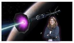 Fatima Ebrahimi s kosmickou lodí. Kredit: Elle Starkman, PPPL Office of Communications, and ITER.