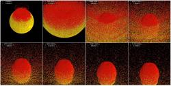 Simulace asteroidu po nárazu. Kredit: Charles El Mir/Johns Hopkins University.