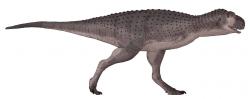 Hypotetická rekonstrukce vzezření abelisaurida druhu Thanos simonattoi. Tento asi 6 metrů dlouhý teropod představoval středně velkého až většího masožravce, který však ve svých ekosystémech nebyl dominantním predátorem. Kredit: Juan, Wikipedie (CC BY-SA 4.0)