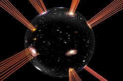 Vesmír na rozpínající se extradimenzionální bublině. Kredit: Suvendu Giri.