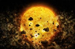 Destrukce planety mladou hvězdou. Kredit: NASA/CXC/M.Weiss.