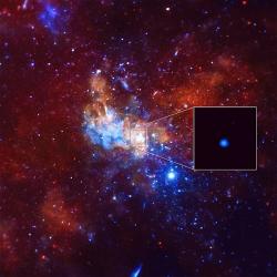 Skromná supermasivní černá díra Mléčné dráhy. Kredit: NASA/CXC/Stanford/I. Zhuravleva et al.