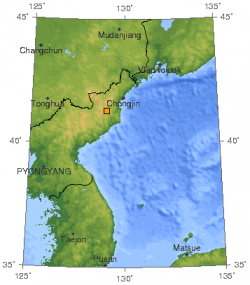 Oblasti jaderného polygonu Punggye-ri. Kredit: USGS.