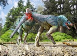 Wyrex a pravděpodobný způsob vzniku jeho děsivého zranění (kompletní odkousnutí přibližně poloviny ocasu), kterému pravděpodobně po nějaké době podlehl. Kredit: Luis V. Rey; web Luis V. Rey Blog