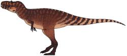Hypotetická výtvarná rekonstrukce dospělého jedince druhu Tromerosaurus solumons. Stejně jako jeho nejbližší vývojoví příbuzní (jako jsou zástupci rodů Gorgosaurus a Albertosaurus) byl mohutným predátorem, schopným lovit býložravé kachnozobé a rohaté dinosaury i jinou relativně velkou kořist. Kredit: Connor Ashbridge; Wikimedia Commons (CC BY 4.0)