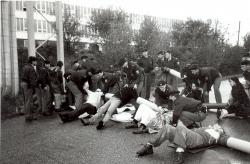 Blokáda Temelína v roce 1995 podporovaná Greenpeace (zdroj Jiří Neustupa, Ekolist).
