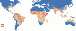 Rozšíření komára Aedes aegypti. Kredit: Kraemer et al. (2015), eLife.