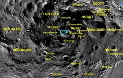 Jižní pól Měsíce (zdroj NASA).