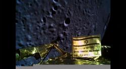 Poslední selfie lunárního modulu Beresheet před jeho dopadem na povrch Měsíce (zdroj SpaceIL).