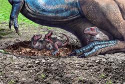 Opeřená mláďata tyranosaura jsou sice pouhou hypotézou, pernatý pokryv těla je u nich ale velmi pravděpodobný. Je jisté, že alespoň předek všech tyranosauroidů tímto fyzickým znakem disponoval. Kredit: Luis V. Rey, Luis V. Rey´s Updates Blog