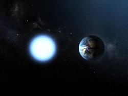 Bílý trpaslík a Země. Kredit: ESA / NASA.