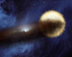 Epsilon Aurigae se záhadným diskem hmoty. Kredit: NASA/JPL-Caltech.