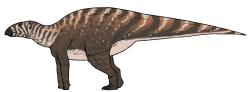 Výtvarná představa o možném vzezření menšího hadrosauroida druhu Gonkoken nanoi. Tento býložravý stádní ornitopod žil v období pozdní křídy na území současné chilské Patagonie. Kredit: Connor Ashbridge; Wikipedia (CC BY-SA 4.0)