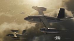 Tryskový konvertoplán v akci. Kredit: DARPA.
