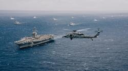 Úderná skupina letadlové lodi USS Theodore Roosevelt na cvičení RIMPAC 2026. Kredit: U.S. Navy Nicholas Russell.