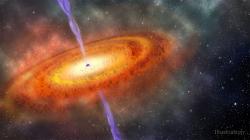Supermasivní černá díra z úsvitu vesmíru. Kredit: Robin Dienel / Carnegie Institution for Science.