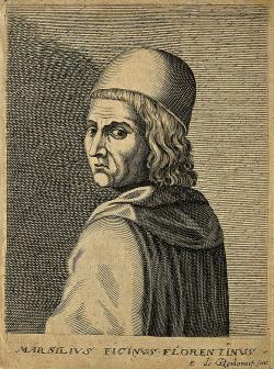 Marsilio Ficino, rytina z 17. století. Kredit: Wellcome Collection gallery via Wikimedia Commons.