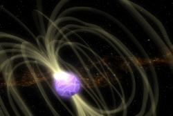 Neutronová hvězda v síti extrémních magnetických polí. Kredit: NASA.